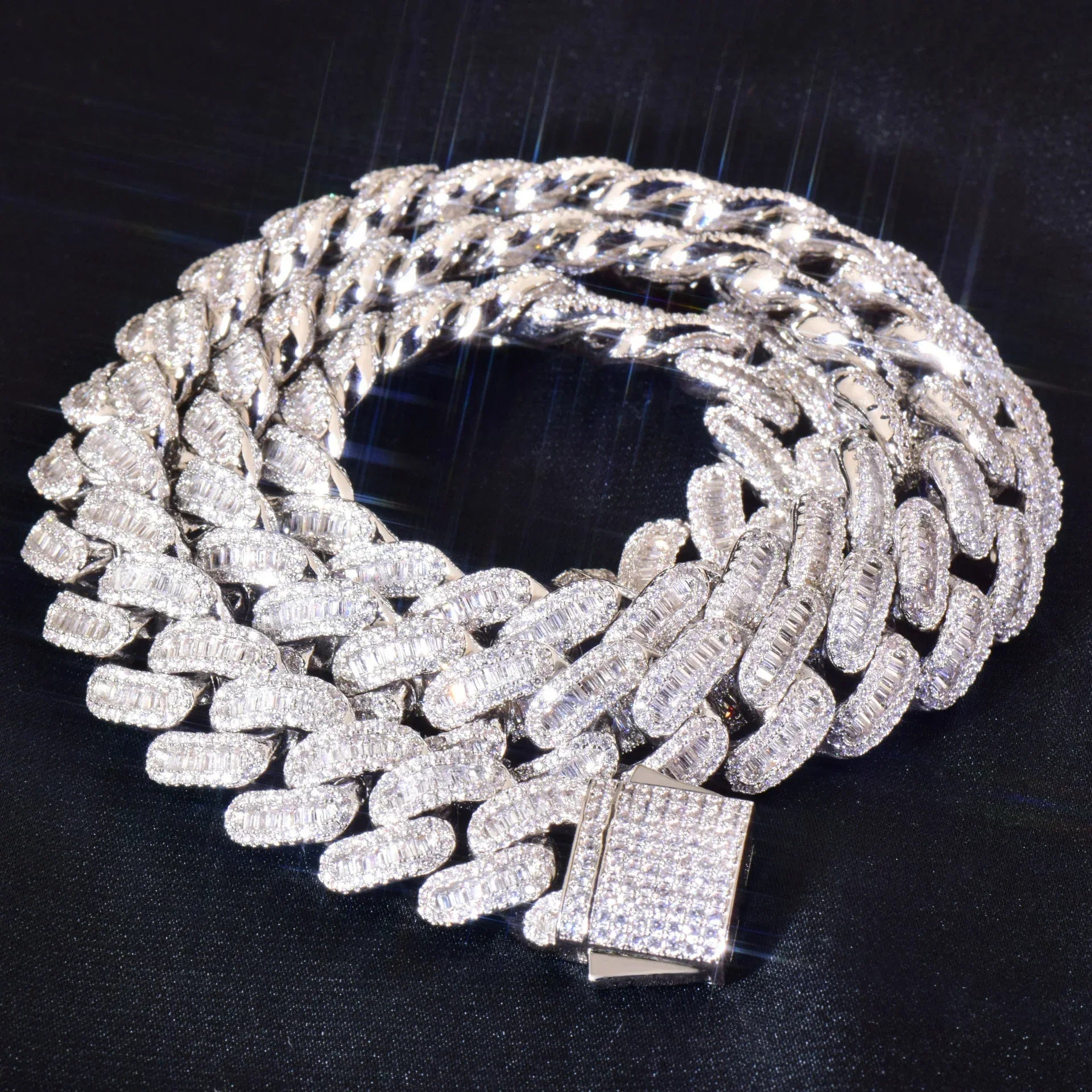 12mm T-Cut Zircon Chain Necklace for Men | Gold & Silver - CaratixJewelry